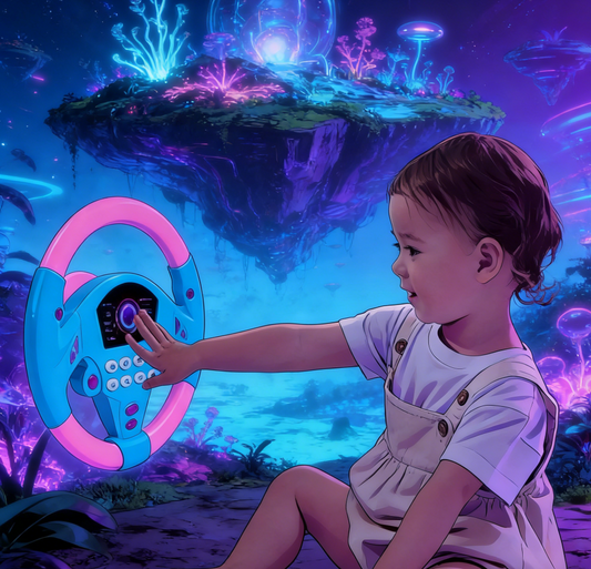 Portable Electric Steering Wheel Toy for Kids, Simulated Driving with Light & Sound, Educational Interactive Toddler Toy