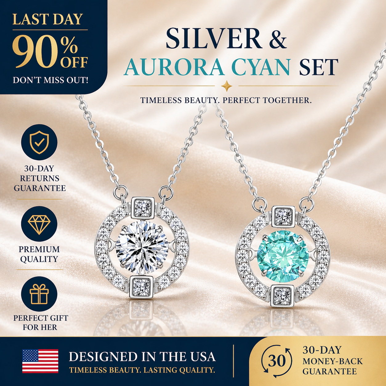 Silver & Aurora Cyan Set