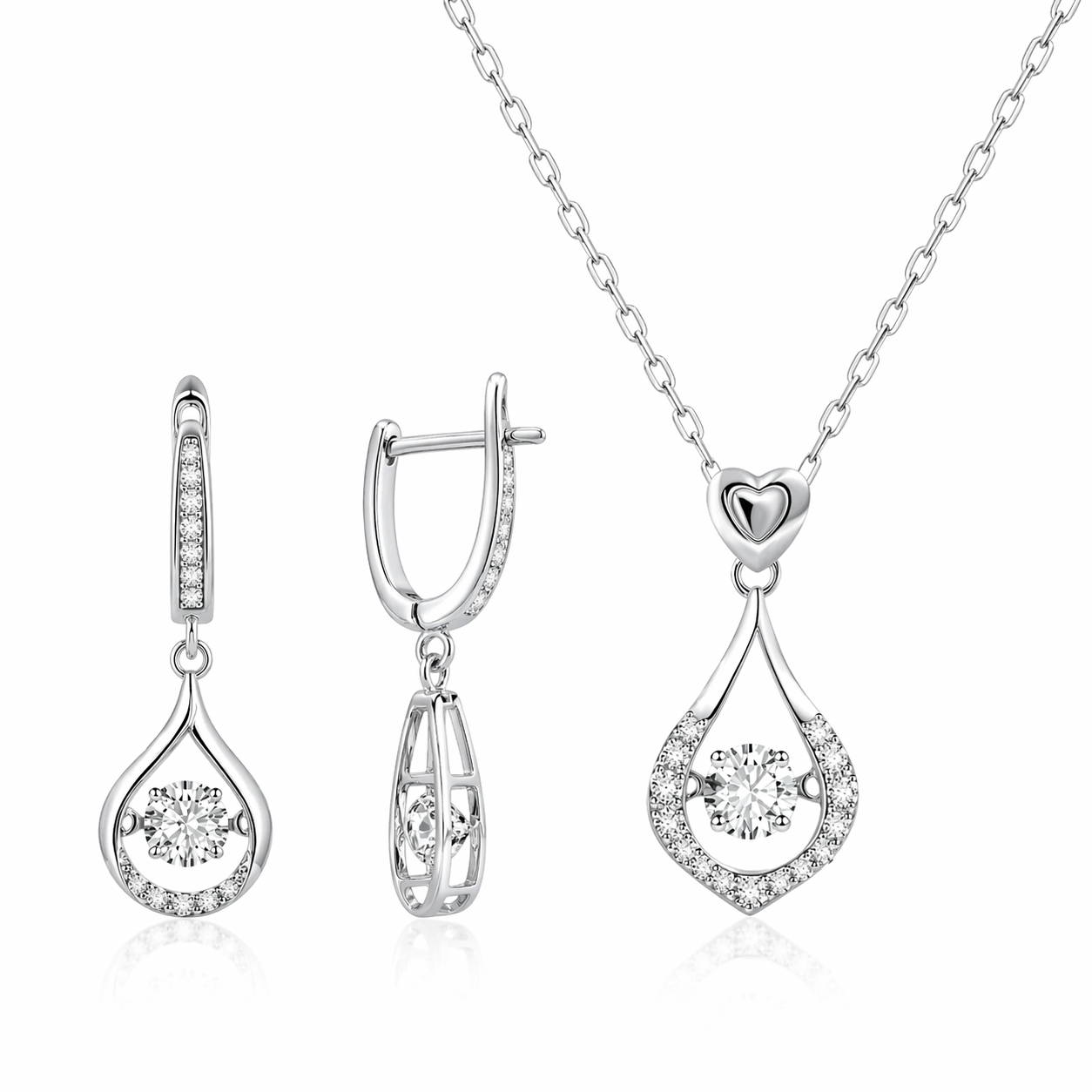 Set (White Earrings + White Necklace)