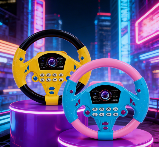 Portable Electric Steering Wheel Toy for Kids, Simulated Driving with Light & Sound, Educational Interactive Toddler Toy
