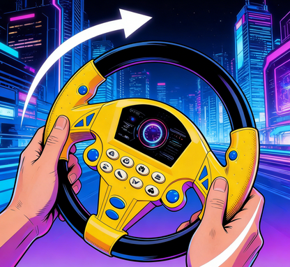 Portable Electric Steering Wheel Toy for Kids, Simulated Driving with Light & Sound, Educational Interactive Toddler Toy